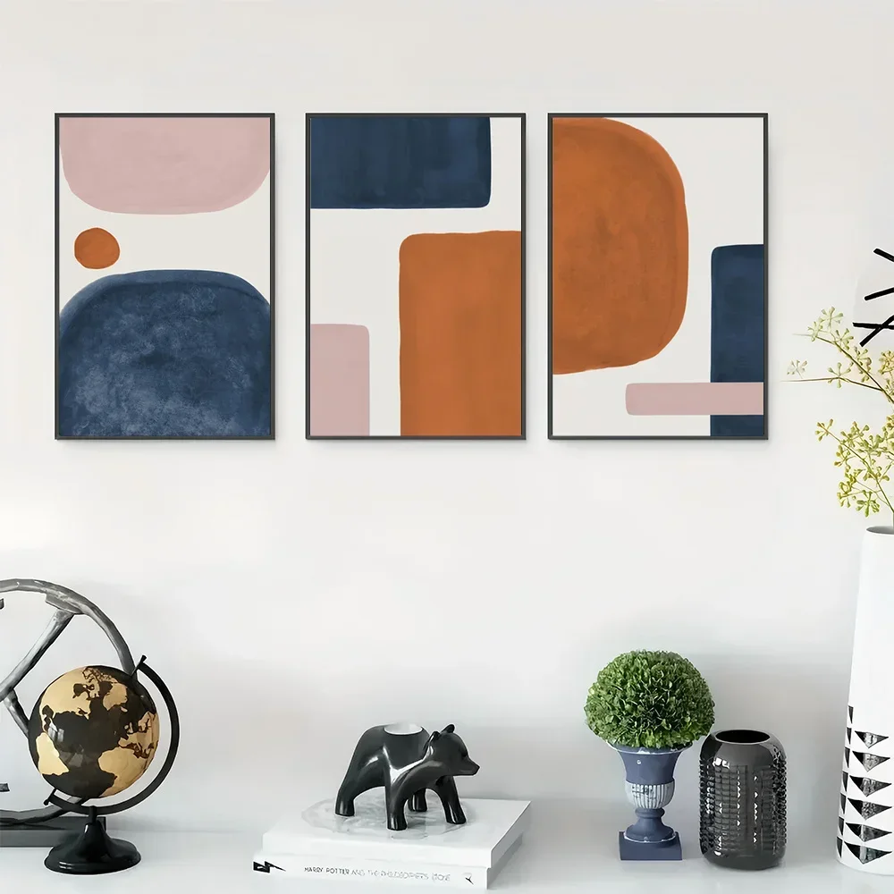 Frameless 3pcs Canvas Painting 3pcs Unframed Minimalist Art Wall Art, Abstract Shapes Paintings, Soft Textures Art Prints, Moder