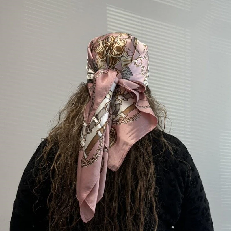 

Hip Hop Hijab Scarf Women Print Neckerchief Foulard Square Satin Silk Scarves Shawls And Wraps Lady Pashmina Bandana 2024