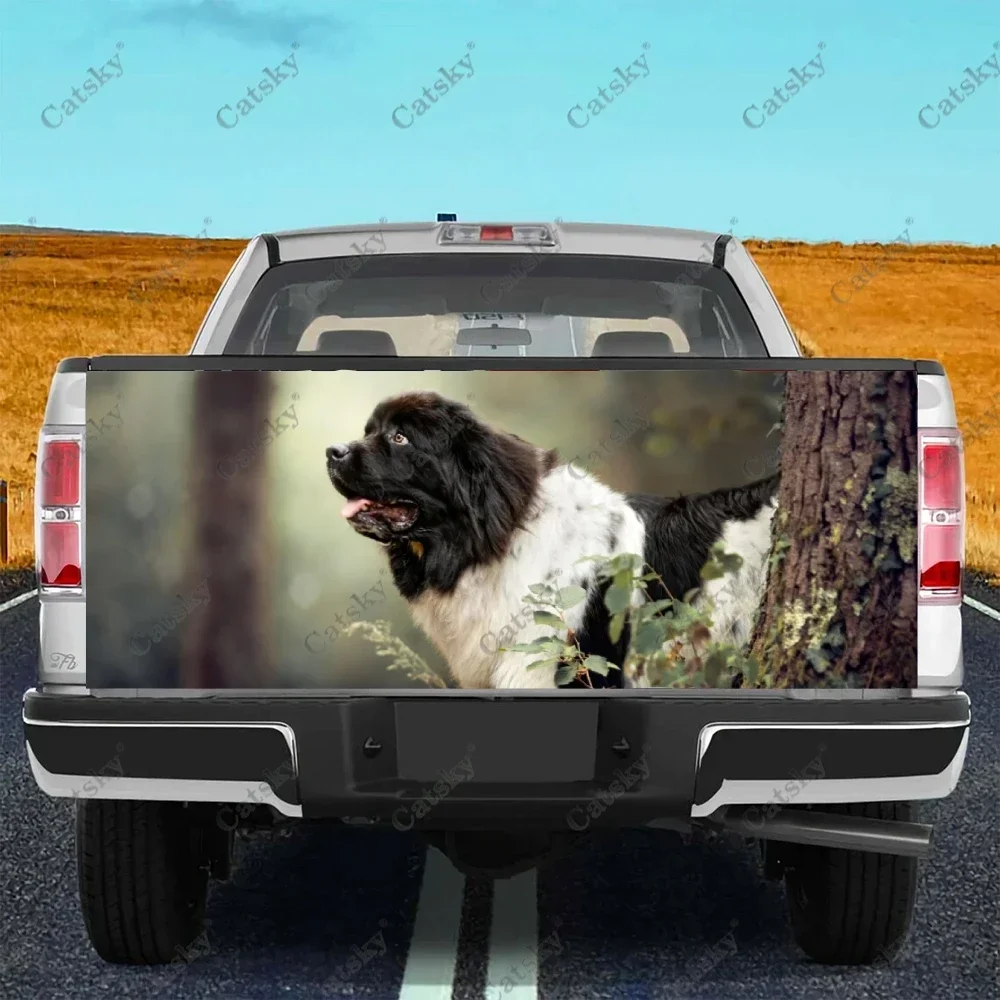 Animal Newfoundland Puppy Car Tail Trunk Protect Vinly Wrap Sticker Decal Hood Decoration Engine Cover for SUV Off-road Pickup