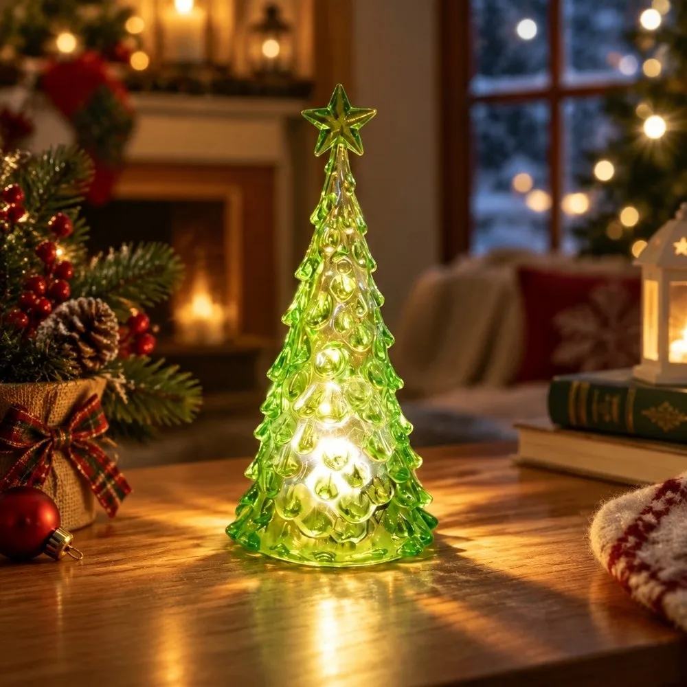 Luminous Christmas Tree Lamp Glowing Transparent Christmas Tree Night Light Atmosphere LED Xms Eve Candle Lights Home Decoration