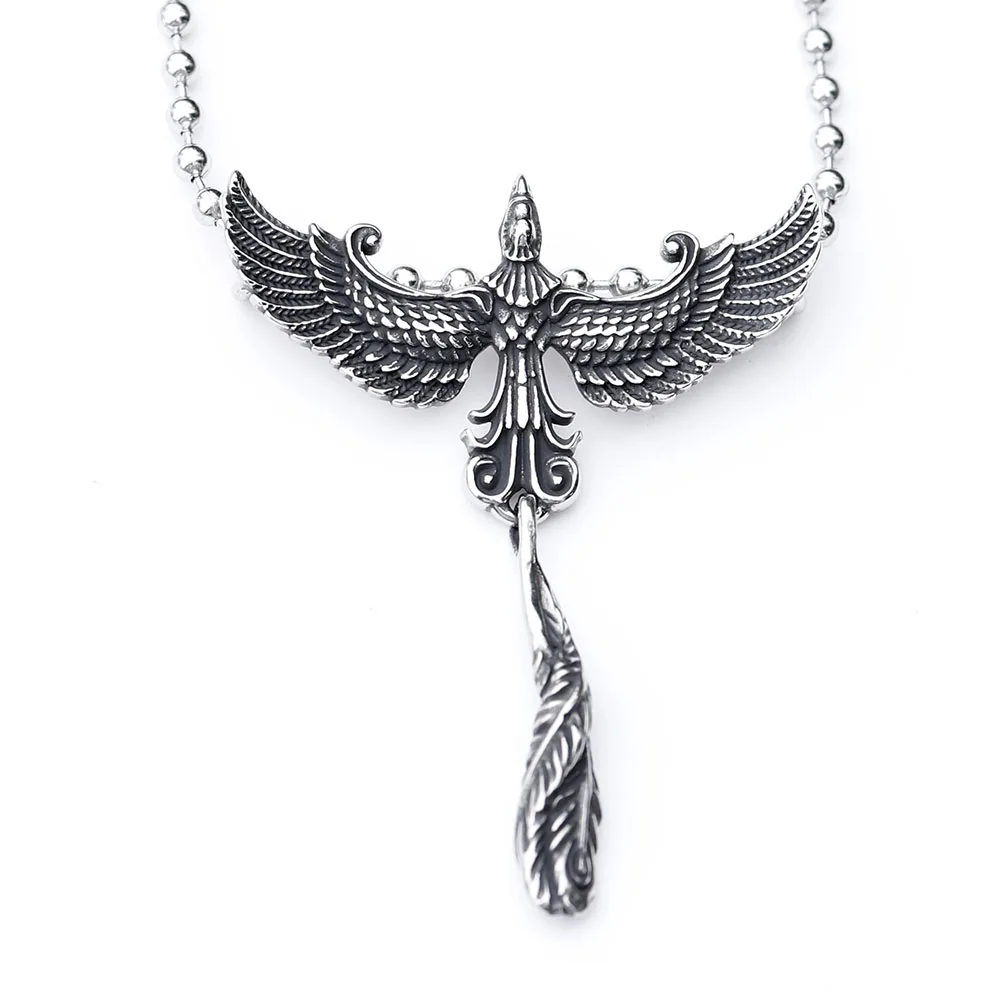 Nouveau SCool 3D Phoenix pendentif collier en acier inoxydable oiseau charme tour de cou animaux bijoux pour homme bon détail livraison gratuite