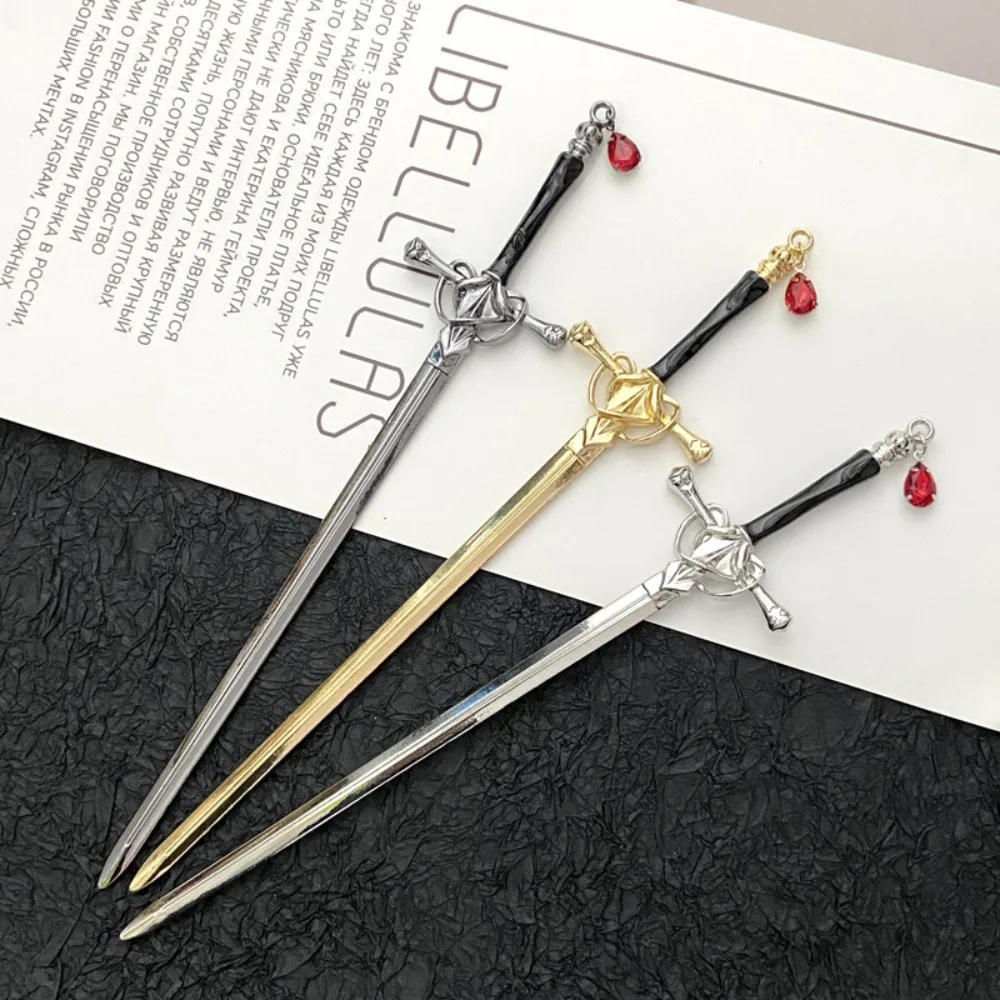 Chinese Hairpin Internet Celebrity Temperament Hanfu Hairpin Ruby Pendant Vintage Ancient Style Hairpin Simplicity