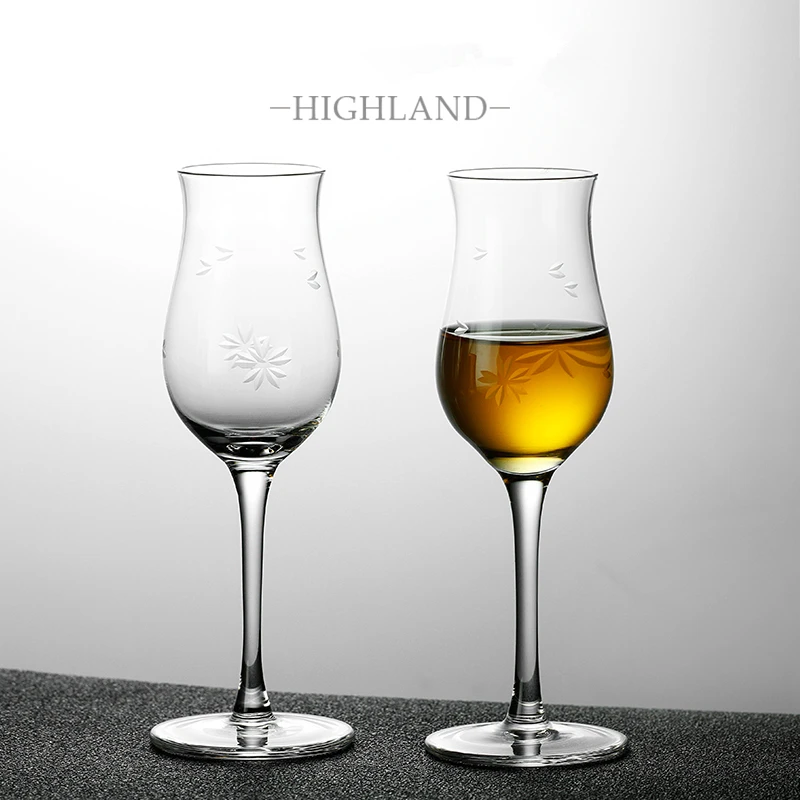 Scotland Highland Exclusive Whisky Goblet Carved Designs Crystal Brandy Snifter Whiskey Copita Nosing Glass Wine Cup Gift Box