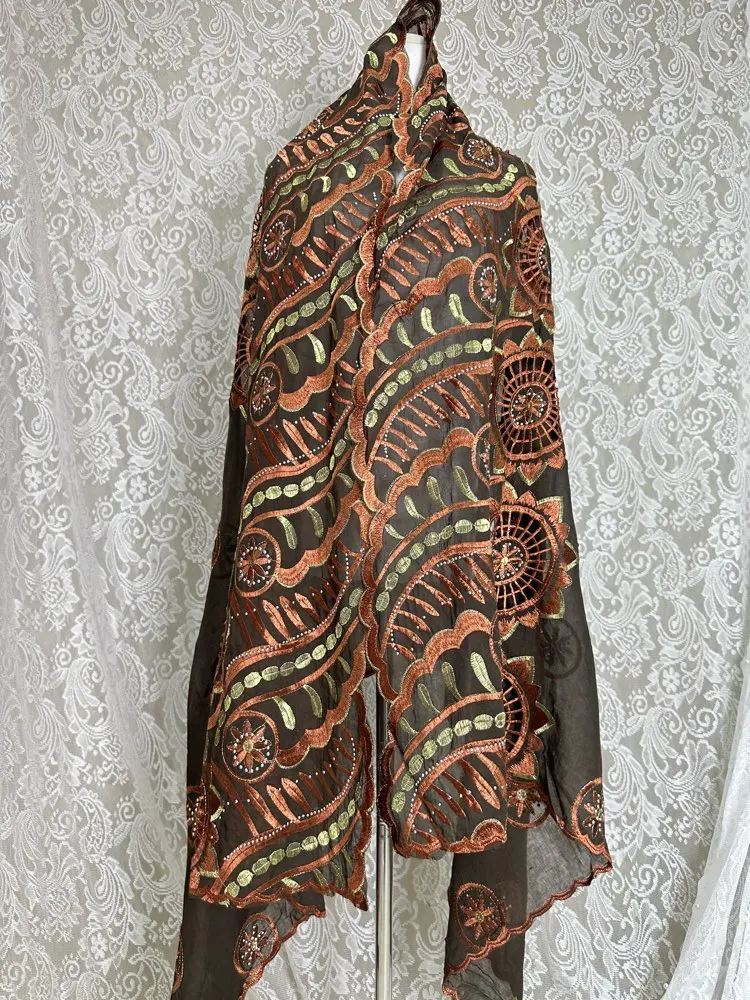 2026 Neuer Afrikanischer Islamischer Damen-Schal Modischer Pashmina-Turban Gebetstuch 100% Baumwolle Bestickter Schal Muslimischer Party-Hijab für Damen – Detail 9