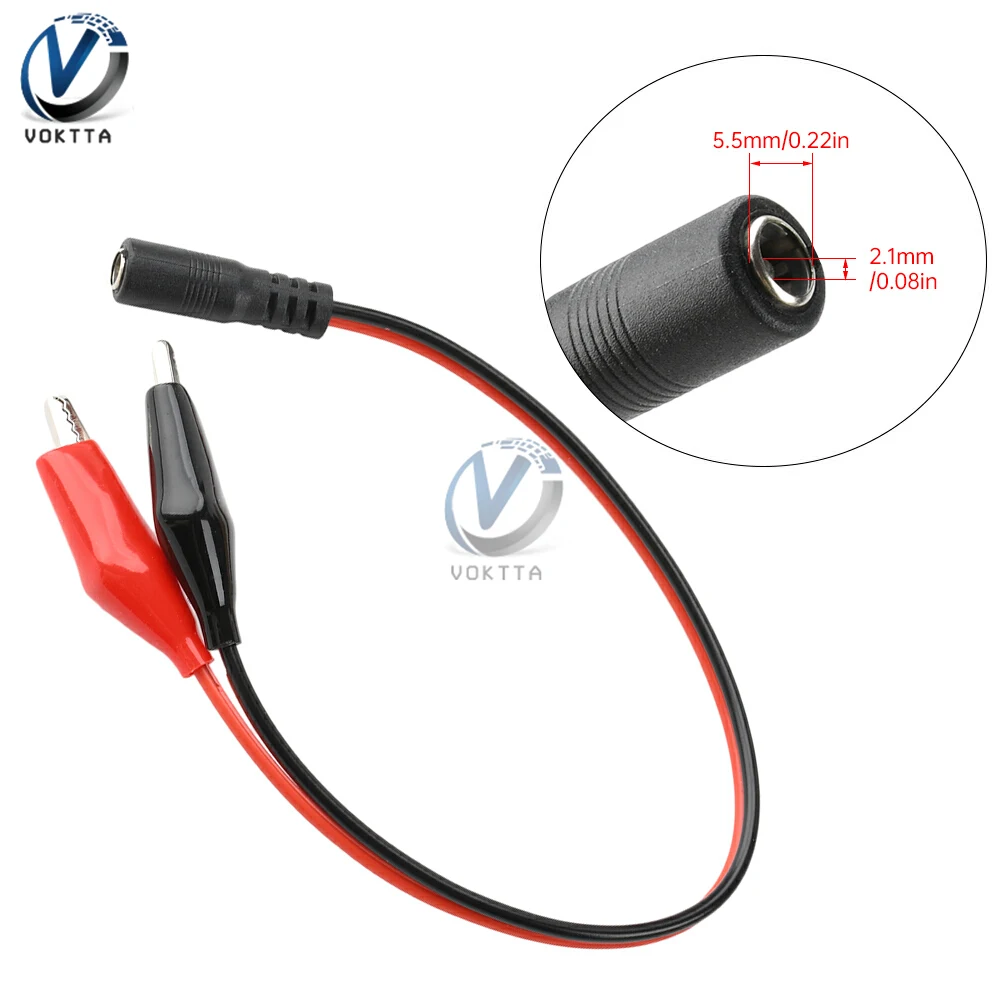 1pcs คลิปจระเข้ DC 5.5*2.1 มม.ชาย/หญิงหัวจระเข้คลิปสายไฟเชื่อมต่อทดสอบสาย 30 ซม.