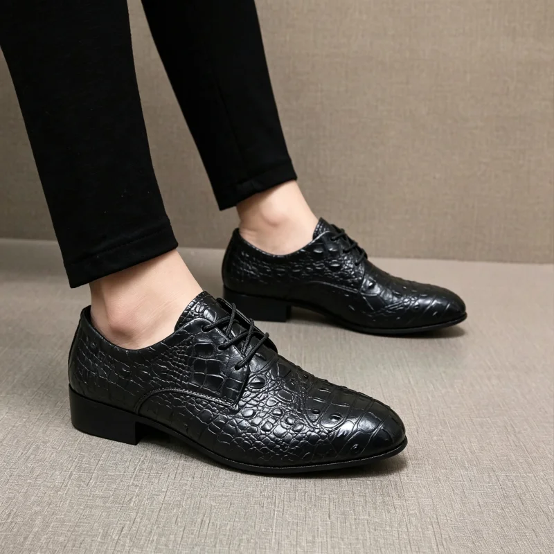 Erkek Siyah Timsah Desenli Oxf - Mens Formal Look incelemesi ve fiyatı
