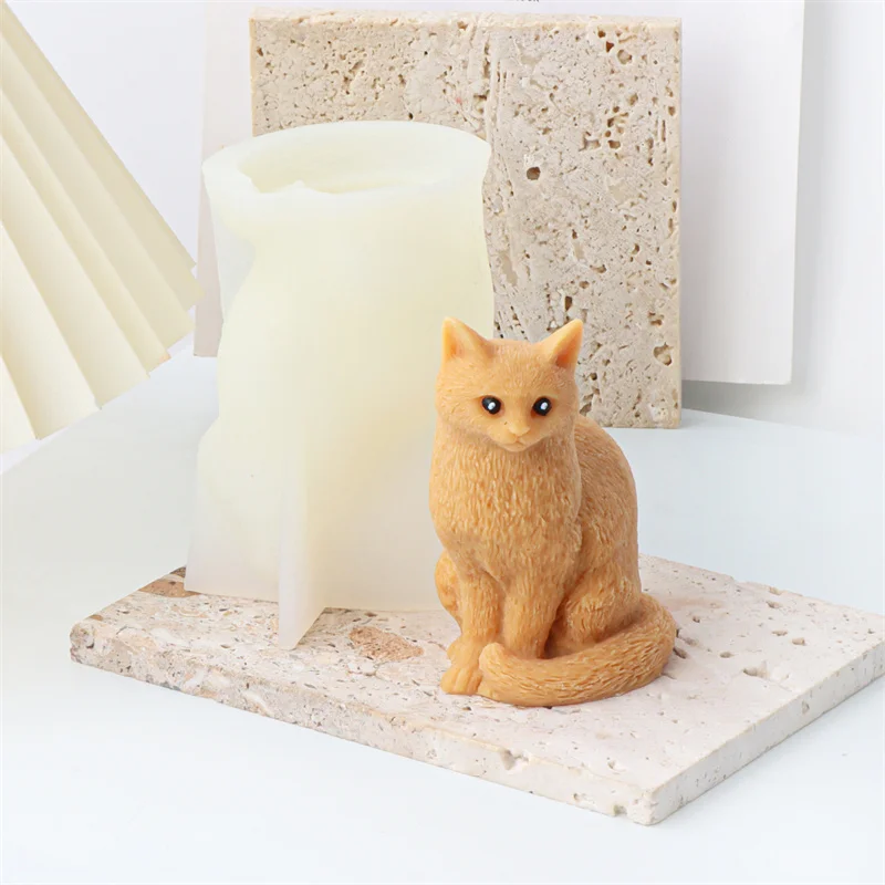 Multi Style Pet Silicone Candle Mould, Cute Curly Tail Cat Schnauzer Shiba Inu Dog Animal Mold DIY Candle Plaster Home Decor view 5