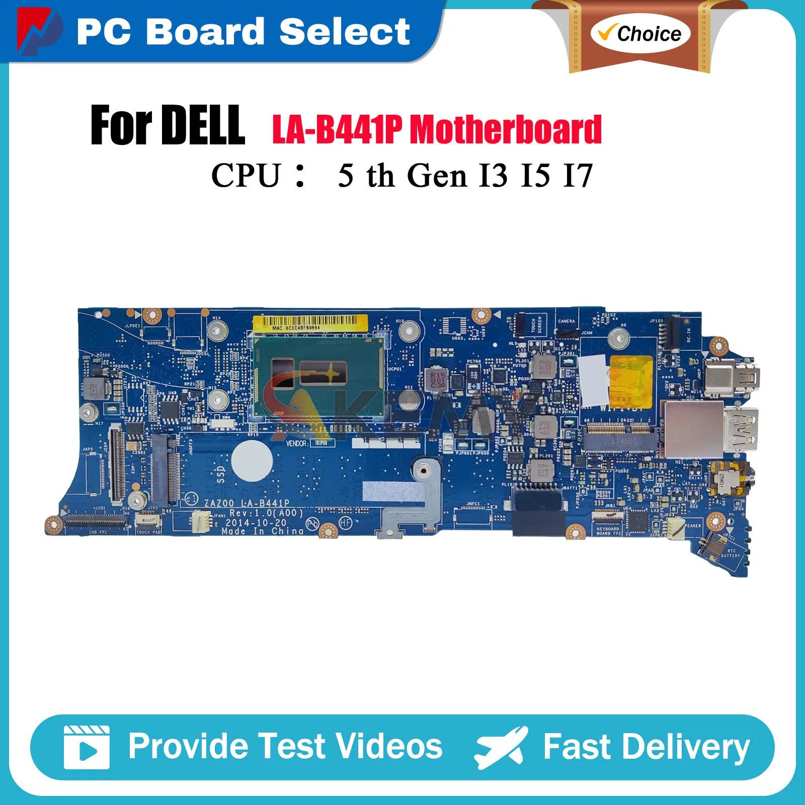 

Laptop Motherboard For Dell XPS 13 9343 ZAZ00 LA-B441P with i5 i7 CPU CN-0T94C8 T94C8 09K8G1 DDR3 Tested OK