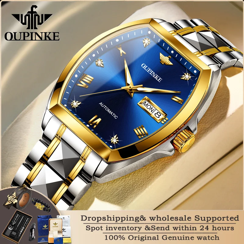 

OUPINKE 3200 Men's Watch Luxury Brand Gold Self winding Automatic Mechanical Watch Diamond Sapphire Mirror Business Men's Watch