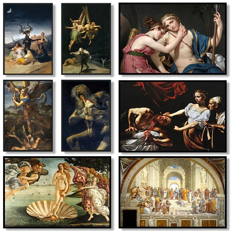 الأعمال الفنية الكلاسيكية رافيل مدرسة أثينا الملصقات والمطبوعات قماش الطباعة جدار صورة فنية لديكور غرفة المعيشة