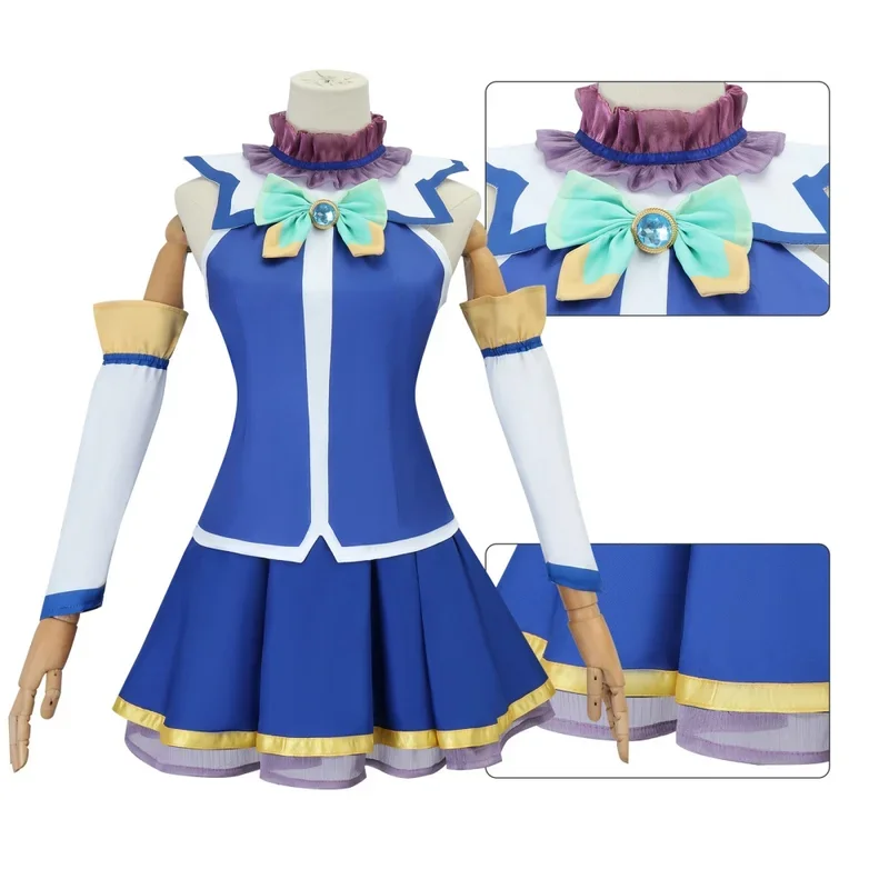 Aqua Cosplay Anime Kono Subarashi Sekai Ni Shukufuku Wo Costume Wig Konosuba Halloween Party Set