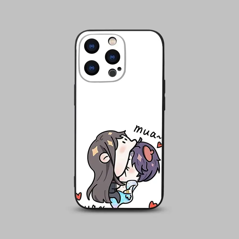 حافظة هاتف L-Love and Deepspace لهاتف iPhone 17,16,15,14,13,12,11,Pro,Max,Plus,X,XS,SE4,E,Mini,Soft Black Case #4