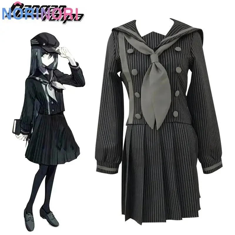 لعبة Danganronpa V3 Pregame Fem Shuichi Saihara أزياء تنكرية زي مدرسي الزي شعر مستعار رمادي قبعة تنورة علوية فتاة الهالوين