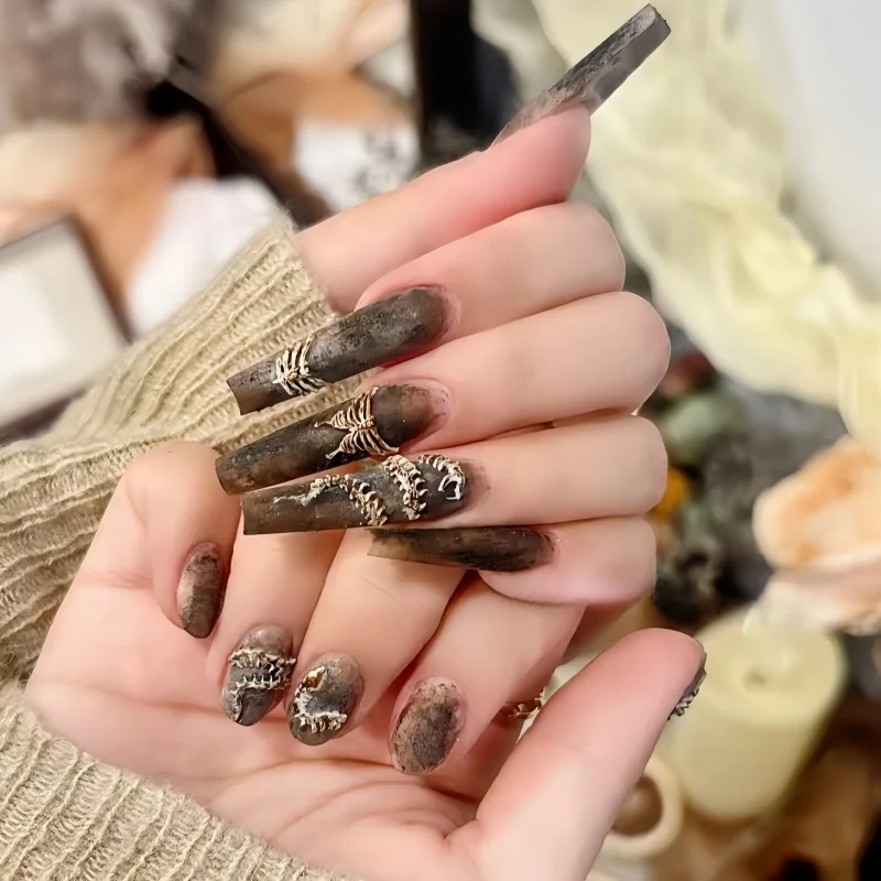 1 Piece of Waste Earth Style Three-Dimensional Snake Bone Nail Art Mold Carved Silicone Mold Nail DIY Decoration Tool