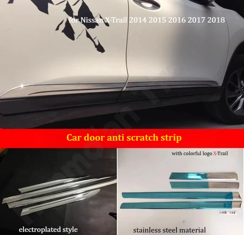 

Для Nissan X-Trail 2014-2018: накладки на кузов из нержавеющей стали/защитные полосы на двери от царапин/наружные декоративные аксессуары