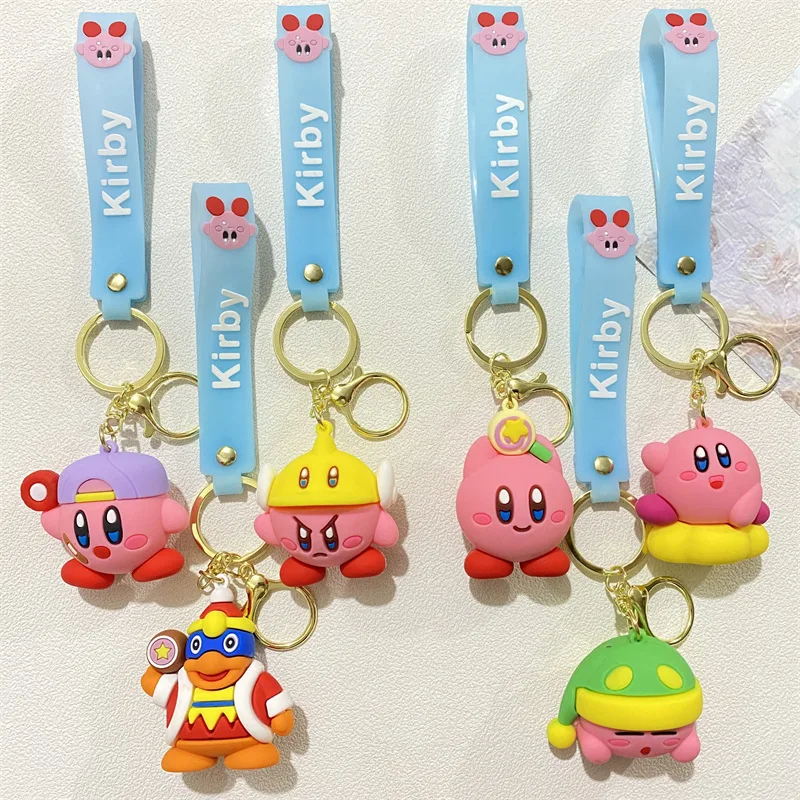 Pink Star Kirby Figure Girl Girl Heart Backpack Key Chain Backpack Kawaii Kirby Keychain Star Kabi Keyring Doll