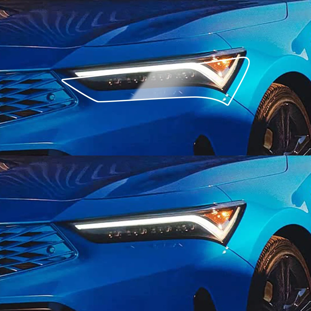Pre-Cut Smoke Black High-Gloss TPU Headlight Film for Acura Integra 2023-2026 PPF Anti-Scratch Protective Vinyl Wrap Cover Kit