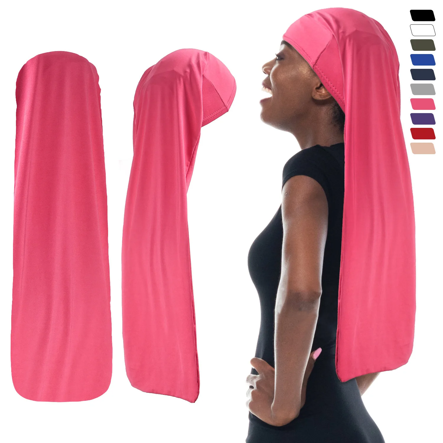 Women's Elastic Long Sleep Cap Closed End Stretchy Hair Cover for Makeup and Night Care Breathable Soft