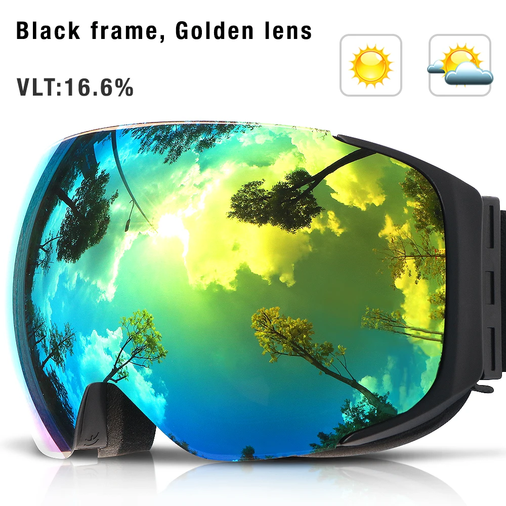 COPOZZ Magnetic Ski Goggles Men Women UV400 Protection Anti-Fog Ski Mask Outdoor Sport Snowboard Skiing Eyewear Adult