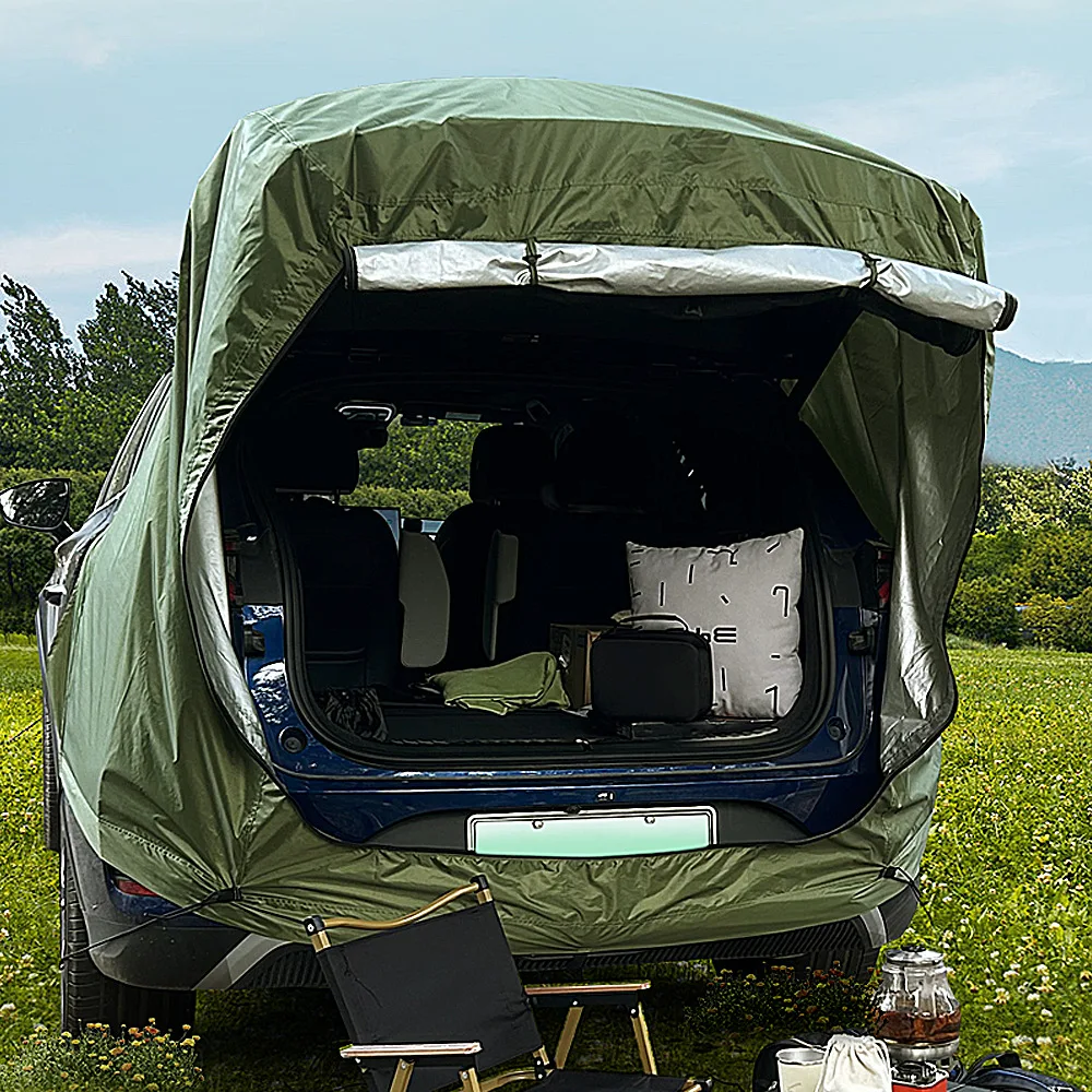 Without Support Poles!Outdoor SUV MPV Car Tail Tent Multifunction Roof Extension Sunshade Rainproof Self-driving Anti-mosquito