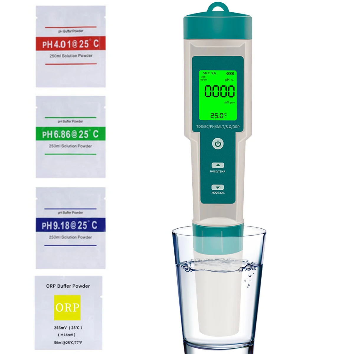 New Digital PH Meter 7 In 1 PH/ORP/EC/TEMP/SALT/S.G/TDS Water Quality Tester High Precision Portable Water Purity Tester for