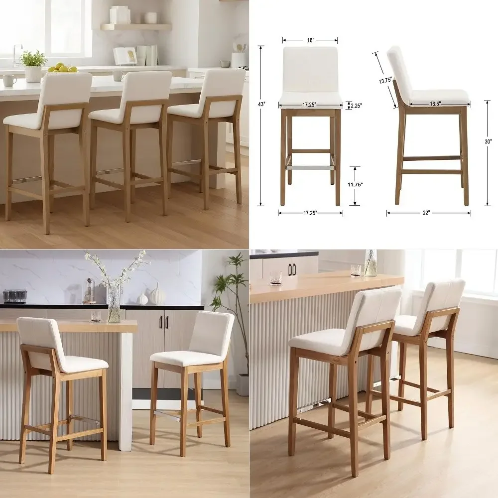 

Dining Chairs, Set of 8, Solid Rubber Wood Farmhouse Chairs, Mid Century Modern Spindle Back Design, for Dining Room, Kitchen,