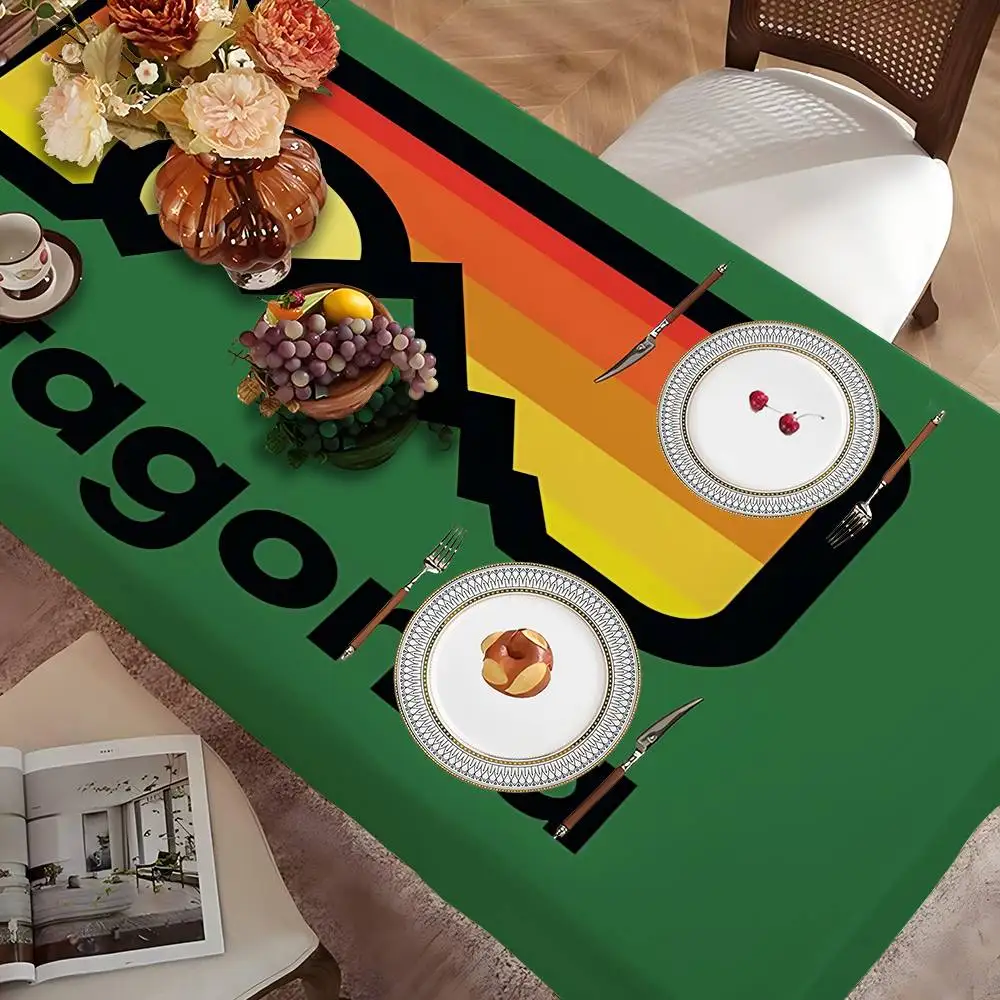 P-PATAGONIA LOGO Wasserdichte Tischdecke aus Polyester, Nachttisch, staubdicht, dekoratives Tuch, Wohnzimmer-Couchtischdecke