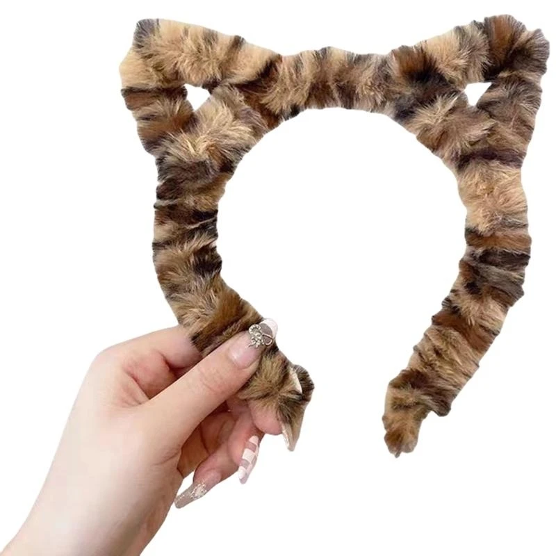 Ears Hairband Wide Plush Furry Cats Ear Theme for Casual Wear Idol Concert Prom Carnivals Lovely Props Makeup Headpiece Y166