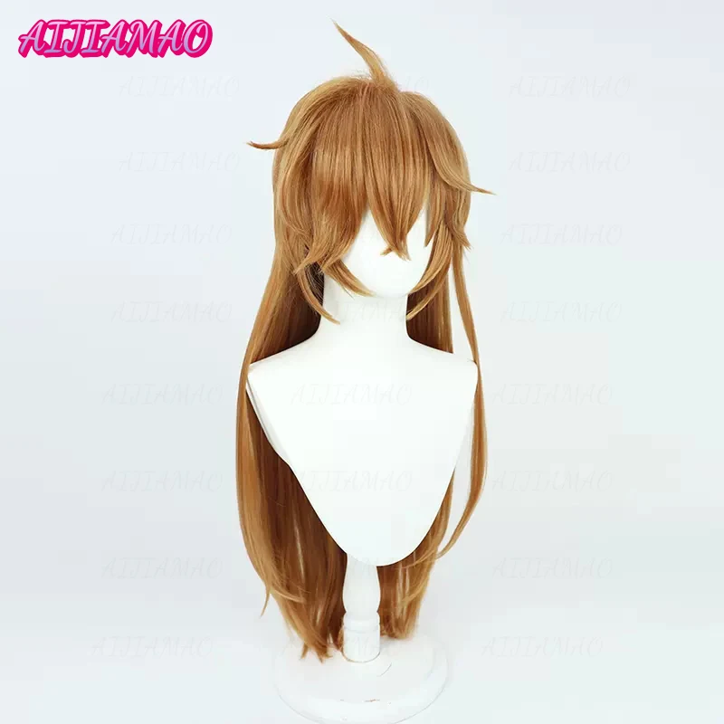 Impact Tartaglia Cosplay Wig para Mulheres, Cabelo Resistente ao Calor, 90cm de Comprimento, Perucas Femininas, Boné Peruca