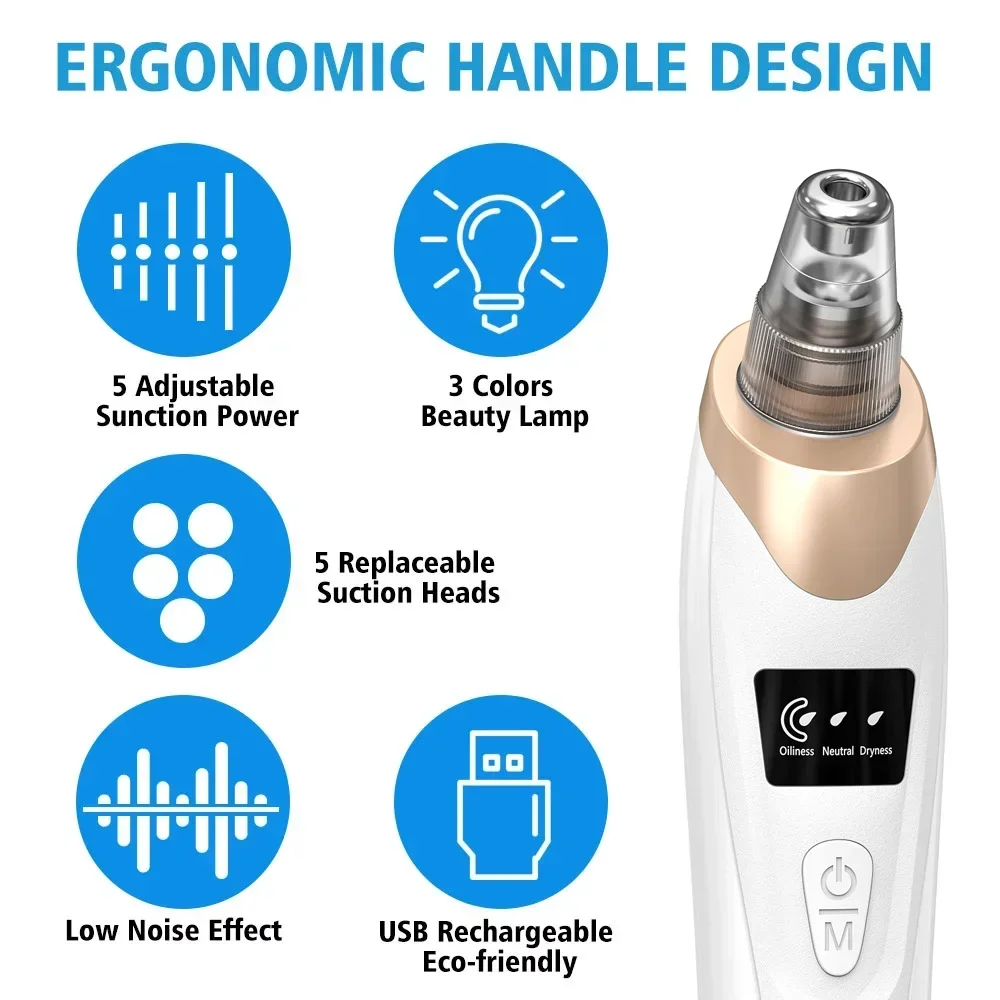 Electric Blackhead Remover Vacuum Acne Cleaner Black Spots Removal Facial Deep Cleansing Pore Cleaner Machine Skin Care Tools