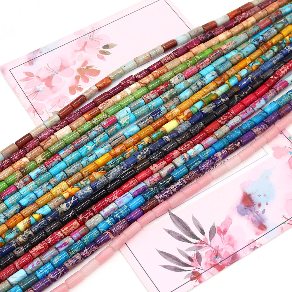 

Colorful Natural Stone Tube Shape Bead 4x8mm Emperor Stone Straight Hole Loose Bead Accessory 1strand DIY Necklace Bracelet Gift