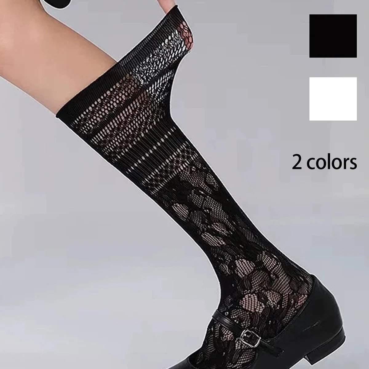 Mode Frühling Sommer Aushöhlen Socken Schwarz Weiß Spitze Frauen Lolita Y2k Jüngere Atmungsaktive Socken Dünne Nette Mittlere Waden Crew Socken
