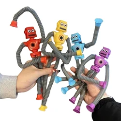 1Pcs Suction Cup Robot Funny Telescopic Stretch Fidget Toy Stress Relief Puzzle Animals Tricky Toy Family Jokes Child Kid Gift