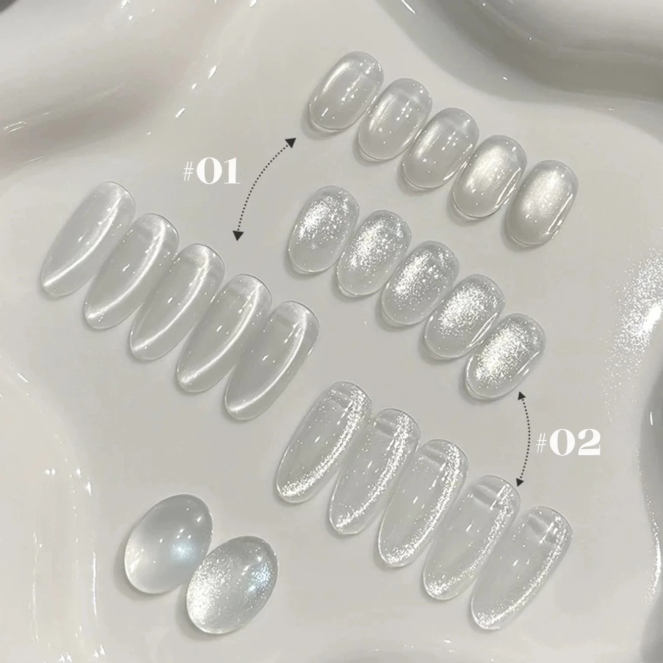 1-12 Stück WS Hot Style Nicht-Grau Universal White Cat Eye Gel Nagellack Super Flash White Glass Bead Nail Art Nail Suppies – Detail 2