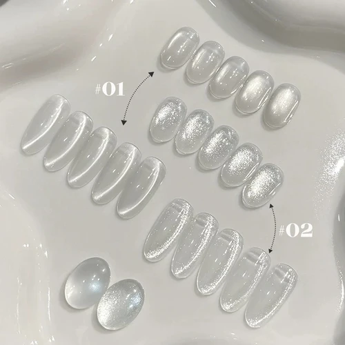 Imagen 2 del producto 1-12 Uds WS estilo caliente no gris Universal blanco ojo de gato Gel esmalte de uñas Super Flash cuentas de vidrio blanco Nail Art suministros de uñas