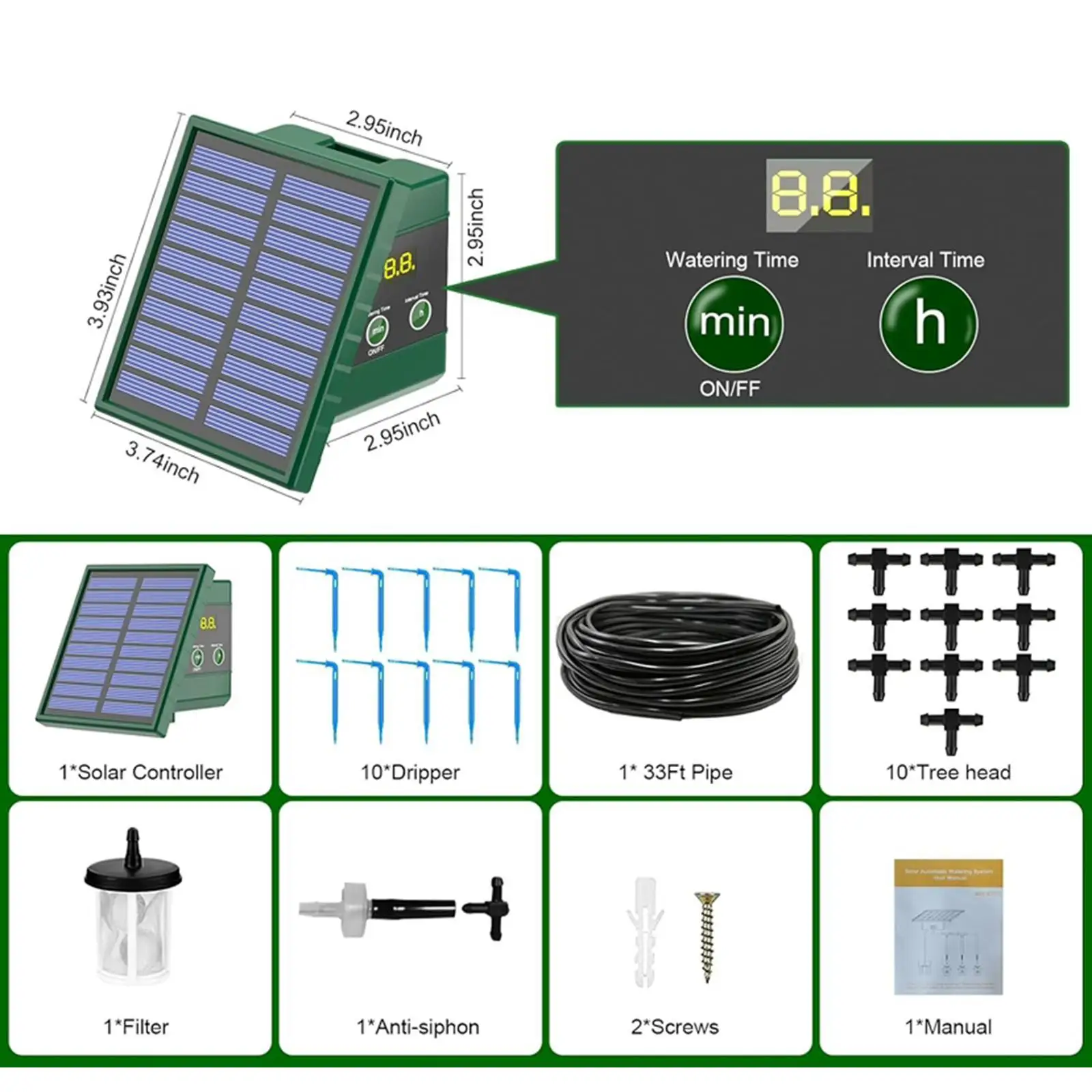 Efficient Solar-powered Drip Irrigation System Kit Water Timer for Indoor Outdoor Potted Plants Garden Flower
