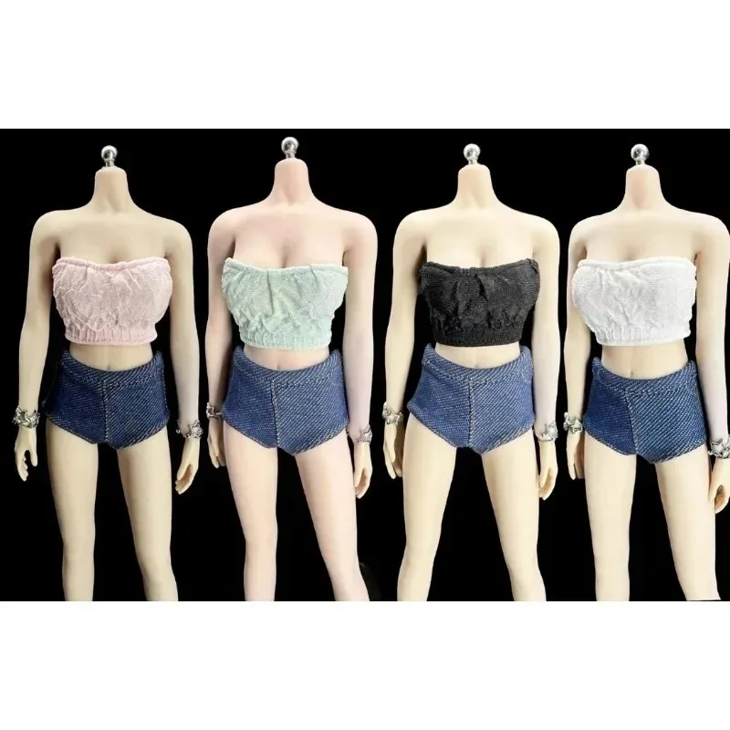 1/6 Scale Lace Short Top Strappy Underwear Hat Short Skirt Pleated Vest Dress Female Soldier for 12" Tbleague Body