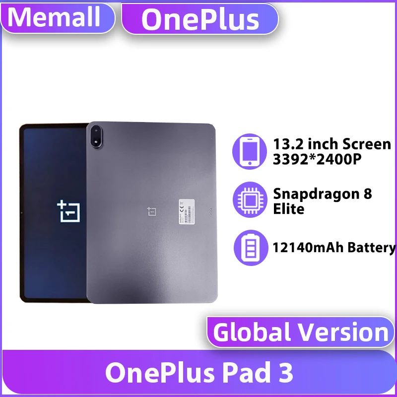 الأصلي OnePlus Pad 3 الإصدار العالمي Snapdragon 8 Elite 256GB 512GB 8 مكبرات الصوت 13.2 "3.4K 144 هرتز شاشة Wi-Fi 7 اللوحي