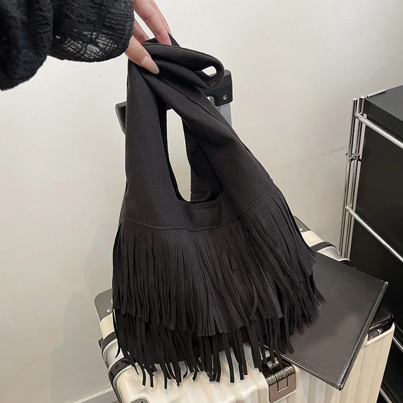Wildleder-Quasten-Umhängetaschen aus hochwertigem Kunstleder, modische, geräumige, luxuriöse und beliebte Damen-Handtaschen, lässig, neu – Detail 31