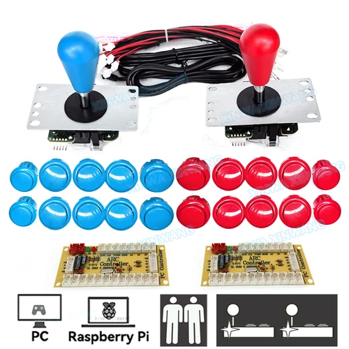Copia de Joystick Arcade, máquina de juego SANWA, consola, Kit DIY, botones pulsadores para PC, Raspberry Pi, controlador de placa USB de retardo cero