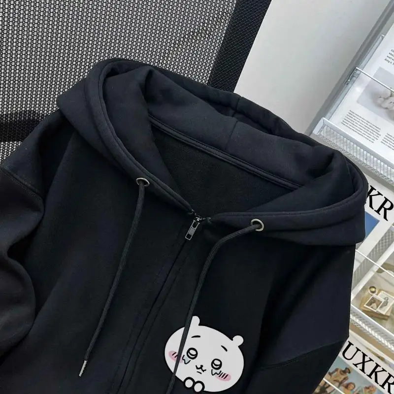 Anime Chiikawa Usagi Hachiware Kawaii Coat Cute Cartoon New Cardigan Hooded Sweatshirt Zipper Jacket Lovely Christmas Present