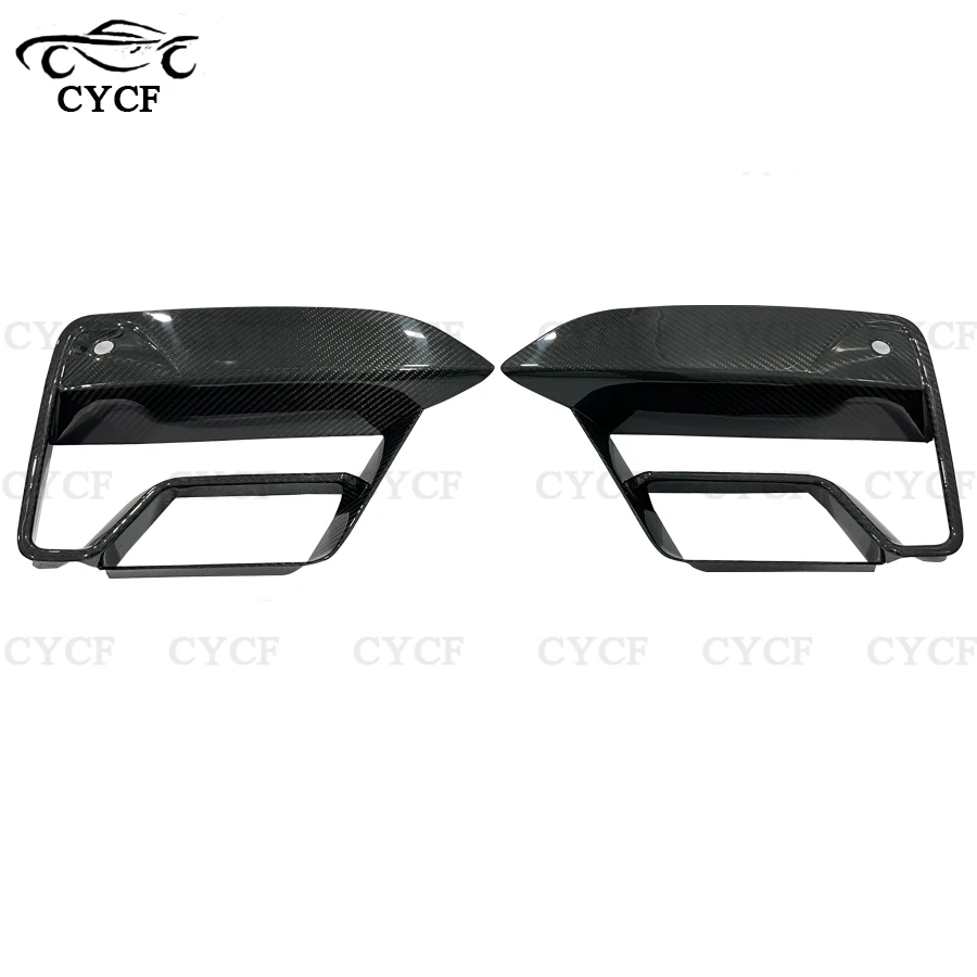 For BMW F90 M5 2021+ Carbon Fiber Sport Front Bumper Air Vent Trim Splitter Cover Fog Ligth Intake Lamp Bezel Frame