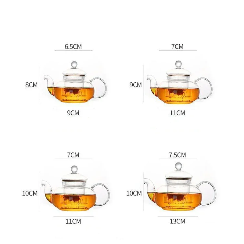 Glass Tea Pot Filterable Heat-resistant Thickened High Borosilicate Glass Flower Teapot Heatable Glass Tea Kettle for Household