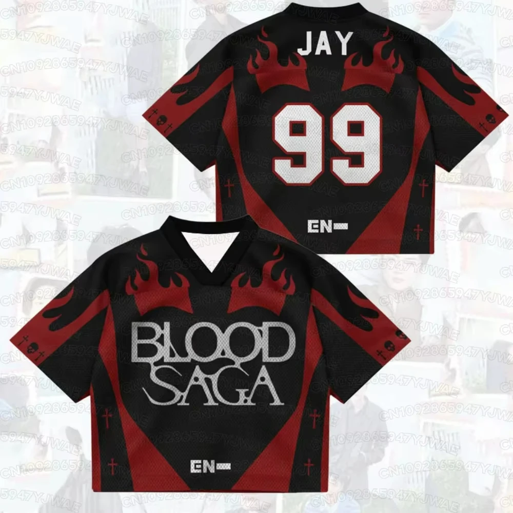 Sommer Herren Damen SUNGHOON 3D-Druck Grafik Kurzarm Casual Enhypen Blood Saga World Tour T-Shirt Fan-Geschenke – Detail 7
