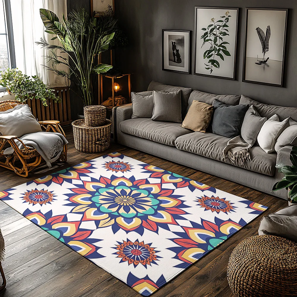 

Decorative Persian Area Rug Vintage Bohemian Floor Mat Oriental Patterned Living Room Carpet Home Decor Non Slip Floor Covering