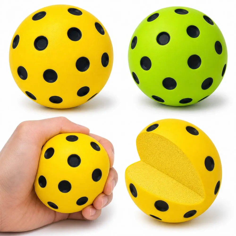 PU Foam Anti-stress Squeeze Pickleball Balls High Bounce Portable Stress Relief Balls Simulated Quiets Bounce Ball Fidget Toy