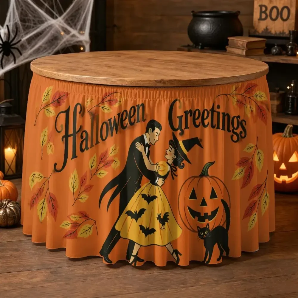 1 piece of Halloween tablecloth. Halloween greeting for couples dancing. Suitable for Halloween.xzj