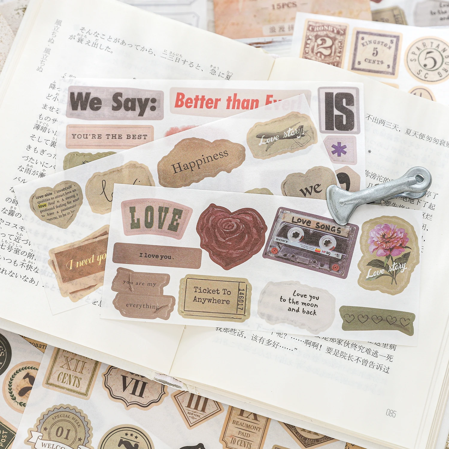 Mr. Paper, 6 Styles, 15pcs/pack, Irregular Sticker Pack, Vintage Film Style Scrapbook Handmade Decorative Material Sticker