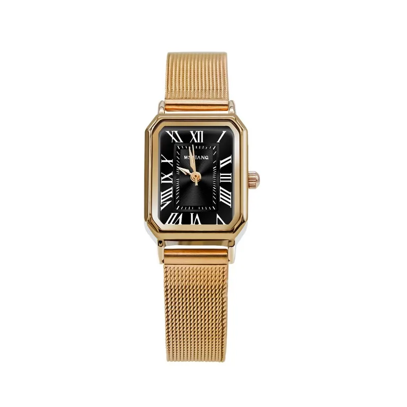 Vintage Classic Ladies Watch Stainless Steel Strap Rectangular Dial Women Quartz Wristwatch Dropshipping Reloj De Mujer