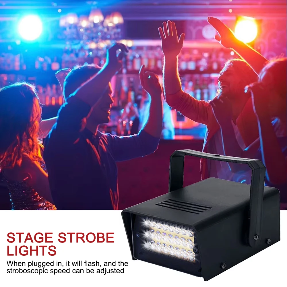 

24 LEDs Strobe Stage Light Powerful Adjustable Speed Disco Flash Lamp Portable White Atmosphere Lamp for Disco DJ Party KTV